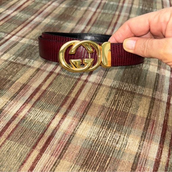 Gucci vintage skin belt 36 gorgeous burgundy - Picture 1 of 4